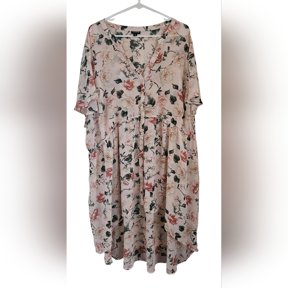 Torrid Light Pink Floral Chiffon Hi-Lo Babydoll /Tunic ~ Lexie ~ Size 6 - Picture 5 of 5